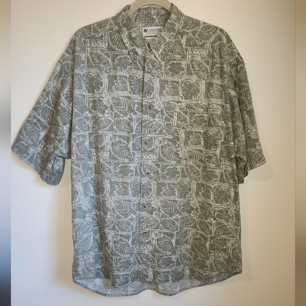 Vintage Columbia Short Sleeved Button Up Hawaiian Print Collared Shirt, Men's XL